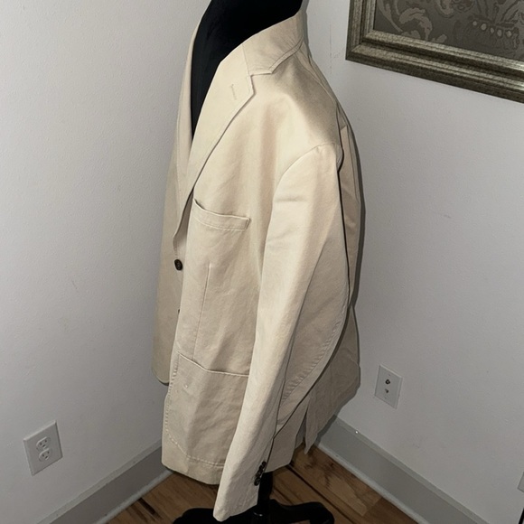 1… like no other khaki light tan 100% cotton single two button front blazer 48R - Picture 3 of 11